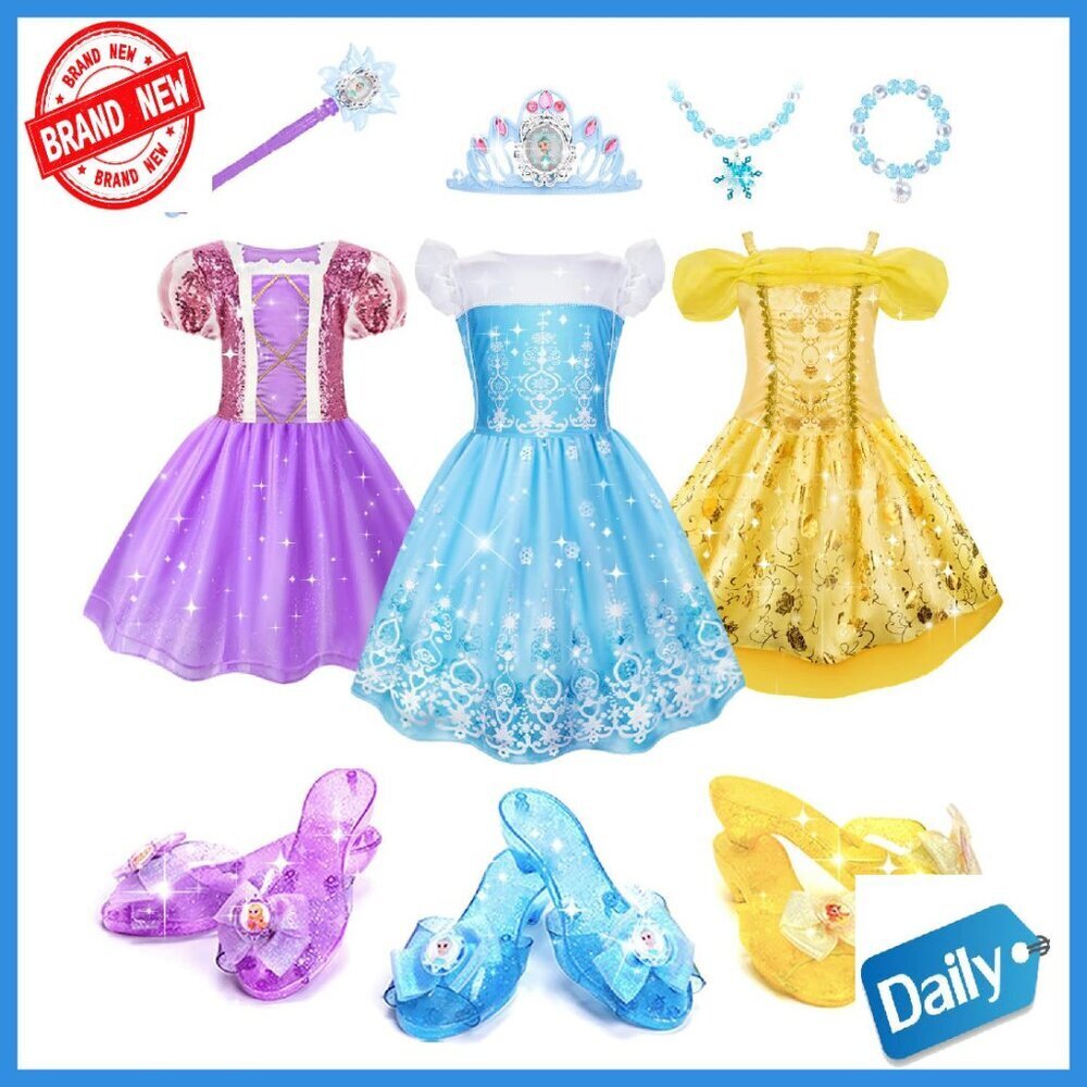 Toddler Princess Dress Up Set with Shoes & Accessories Ages 3-8